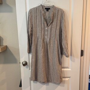 Casual Striped Button Down Shirt Dress